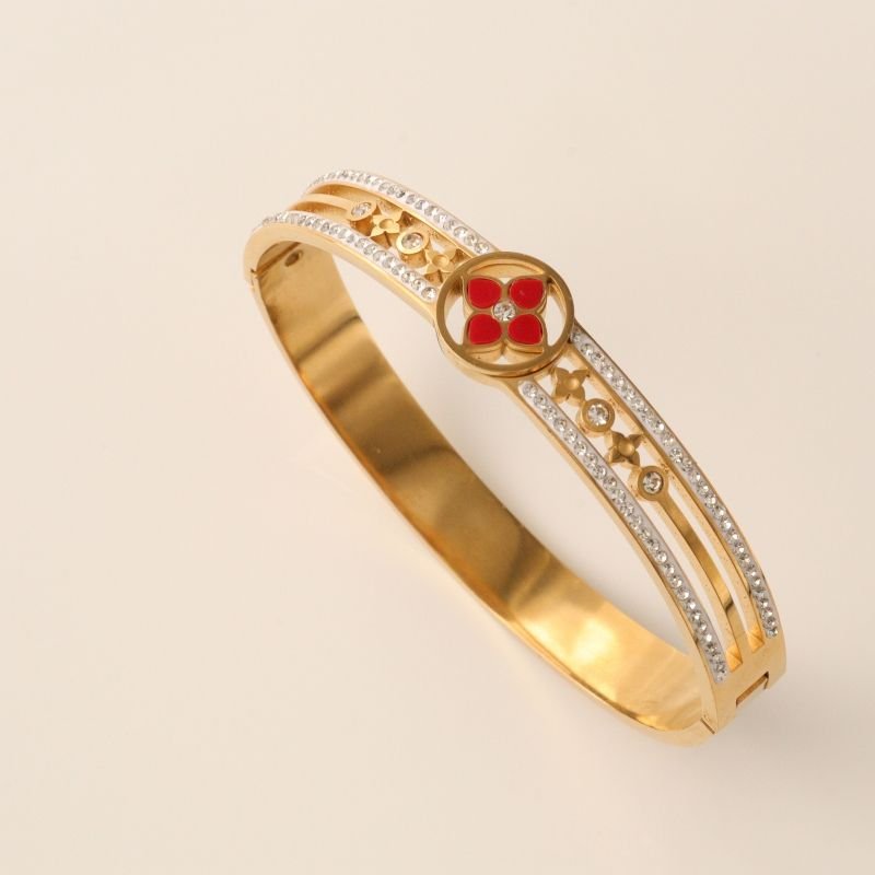 Bracelete Flor com Detalhes em Aço Inox (Linha Premium)