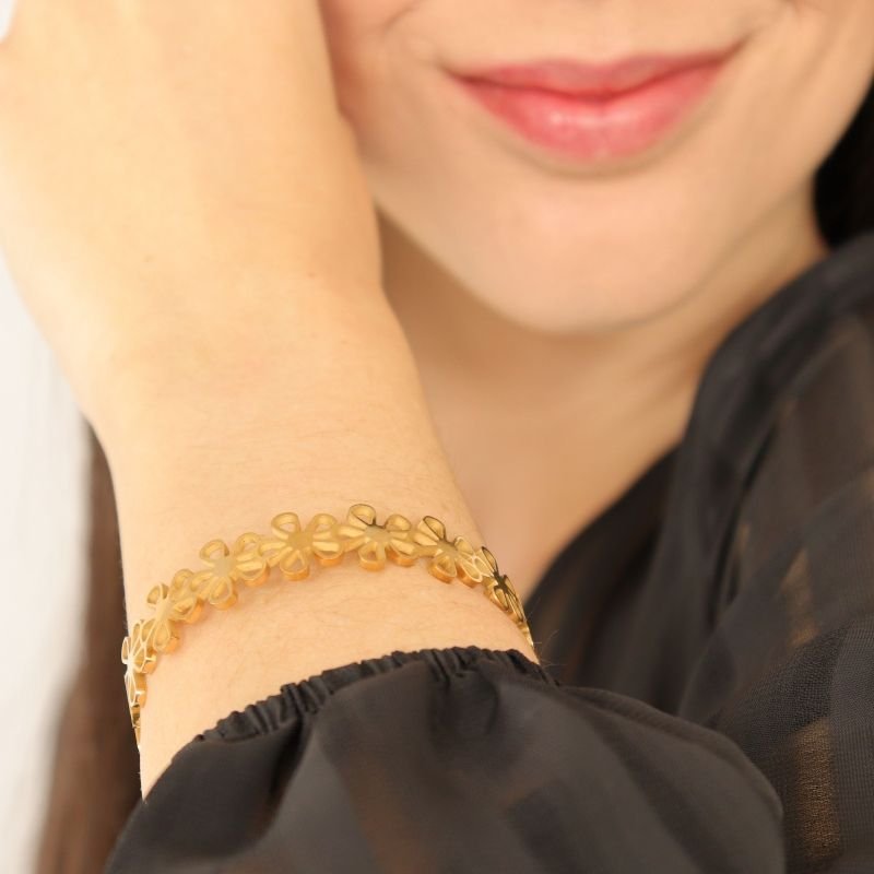 Bracelete Flor em Aço Inox