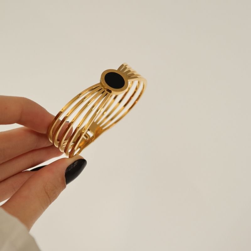 Bracelete Grosso com Detalhe em Aço Inox (Linha Premium)