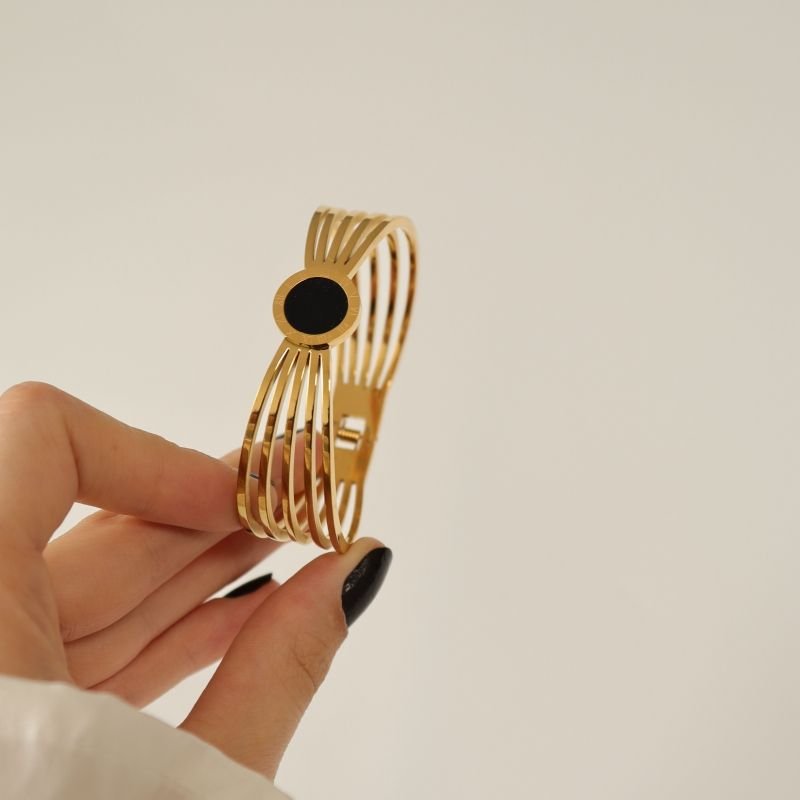 Bracelete Grosso com Detalhe em Aço Inox (Linha Premium)