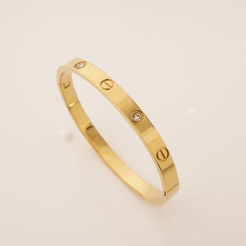 Bracelete Inspiração Cartier com Ponto de Luz em Aço Inox (Linha Premium)