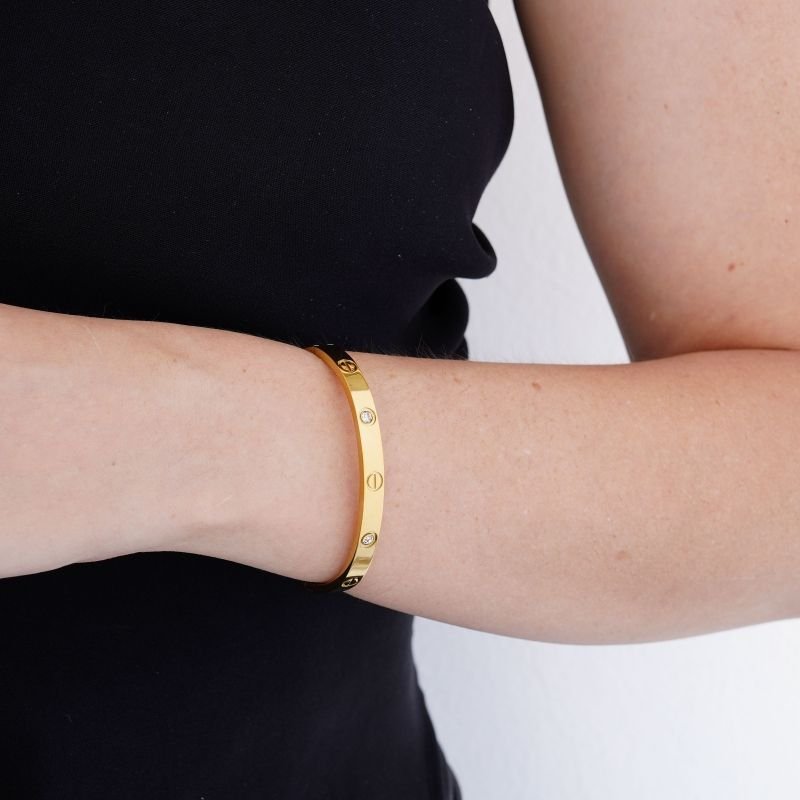 Bracelete Inspiração Cartier com Ponto de Luz em Aço Inox (Linha Premium)