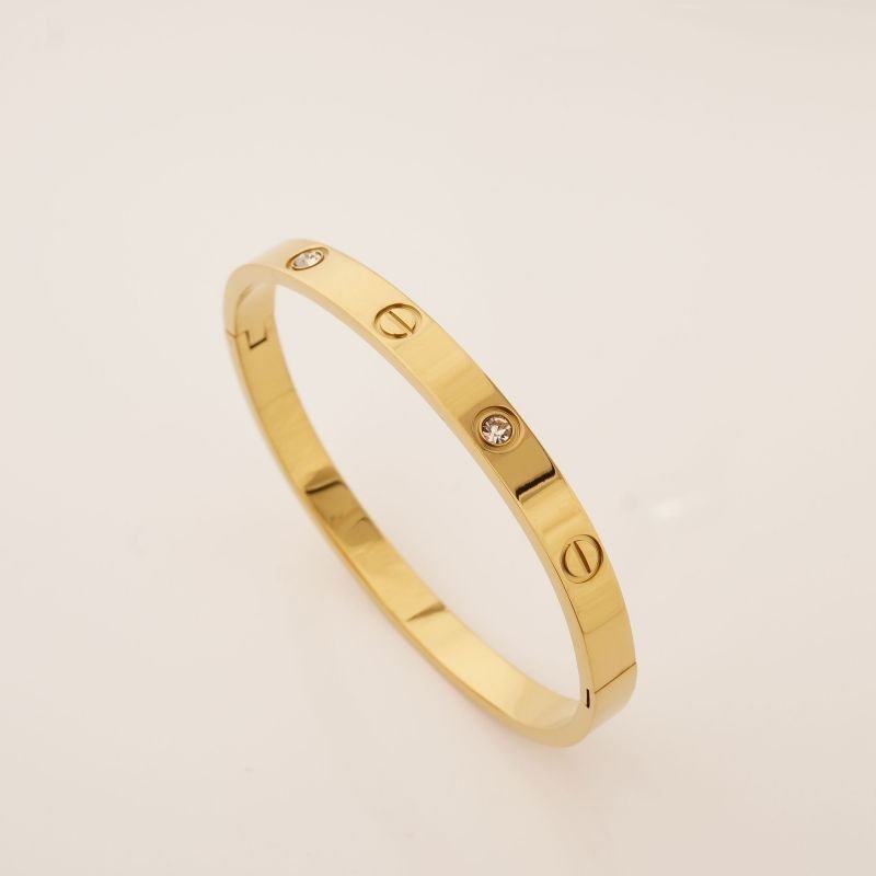 Bracelete Inspiração Cartier com Ponto de Luz em Aço Inox (Linha Premium)