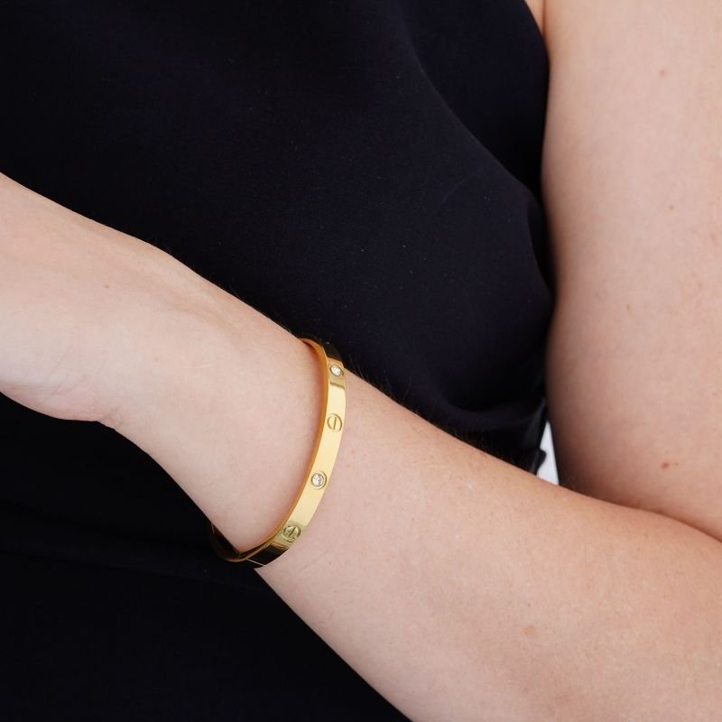 Bracelete Inspiração Cartier com Ponto de Luz em Aço Inox (Linha Premium)