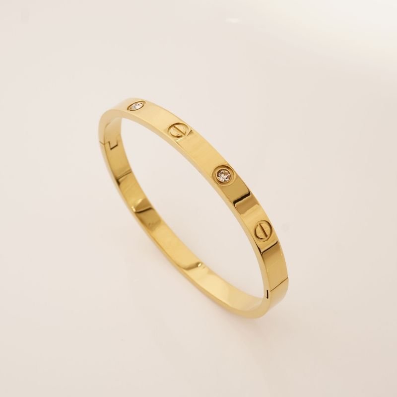 Bracelete Inspiração Cartier com Ponto de Luz em Aço Inox (Linha Premium)