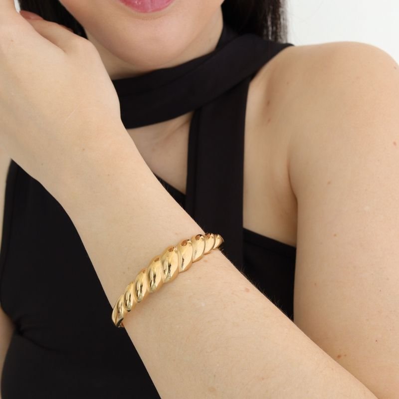 Bracelete Inspiração Croissant em Aço Inox (Linha Premium)
