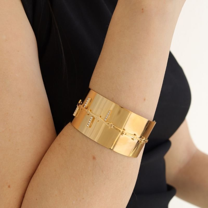 Bracelete Maximalista com Pedras em Aço Inox (Linha Premium)