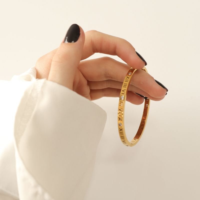 Bracelete Números Romanos em Aço Inox (Linha Premium)