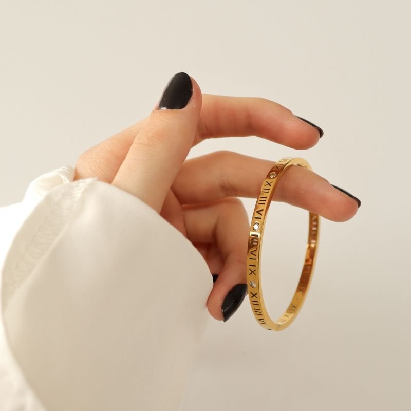 Bracelete Números Romanos em Aço Inox (Linha Premium)