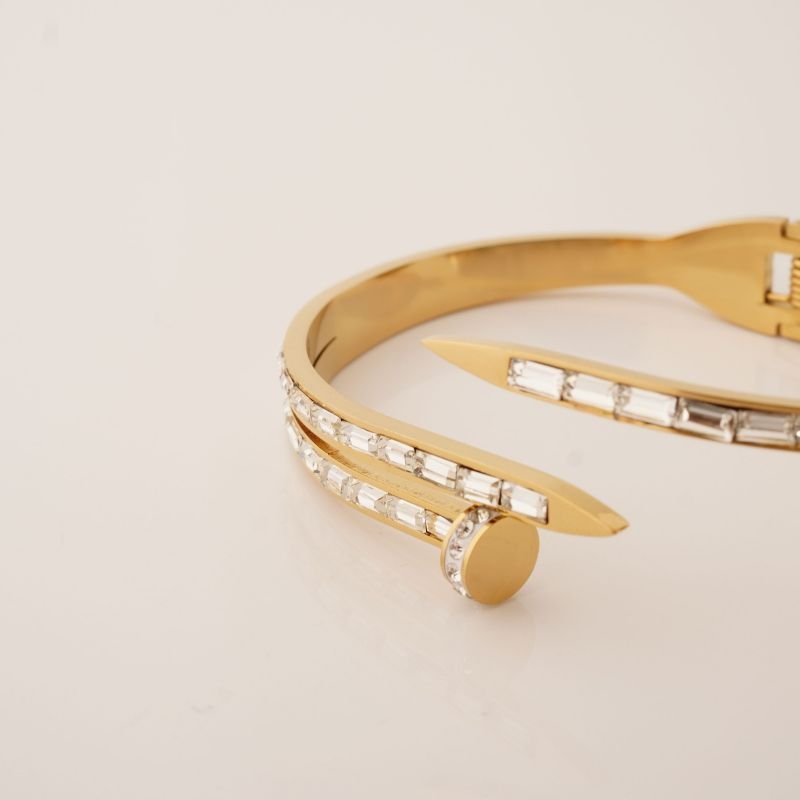 Bracelete Prego Cravejado em Aço Inox (Linha Premium)