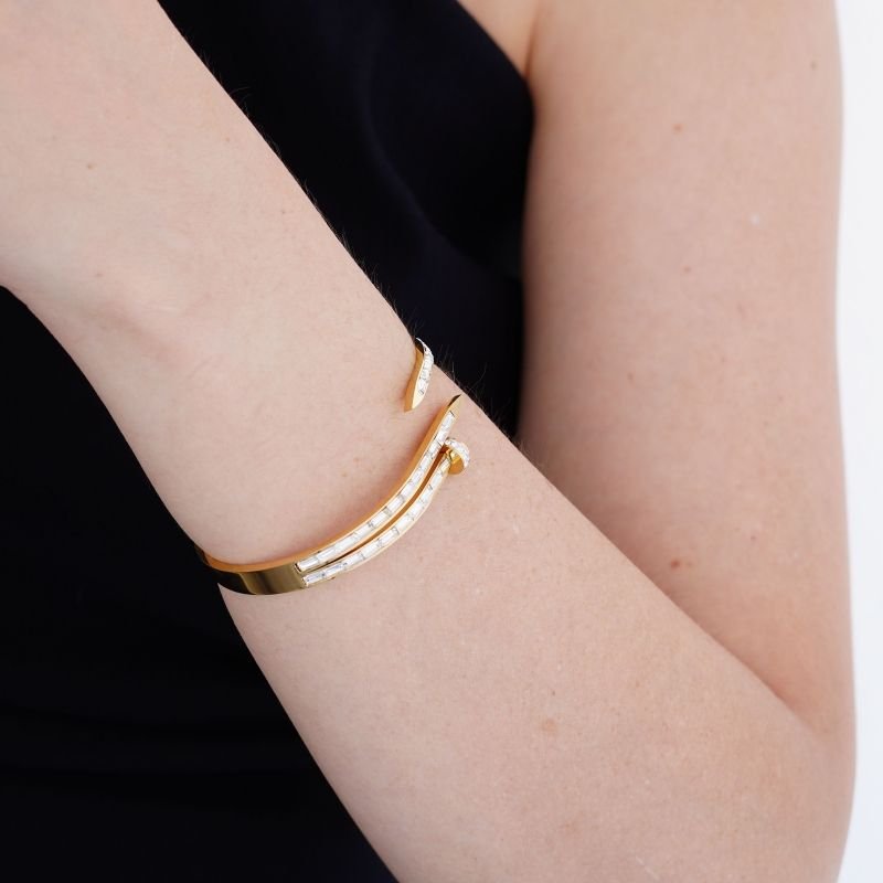 Bracelete Prego Cravejado em Aço Inox (Linha Premium)