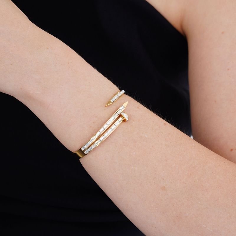 Bracelete Prego Cravejado em Aço Inox (Linha Premium)
