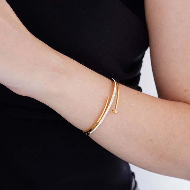 Bracelete Prego Strass em Aço Inox (Linha Premium)