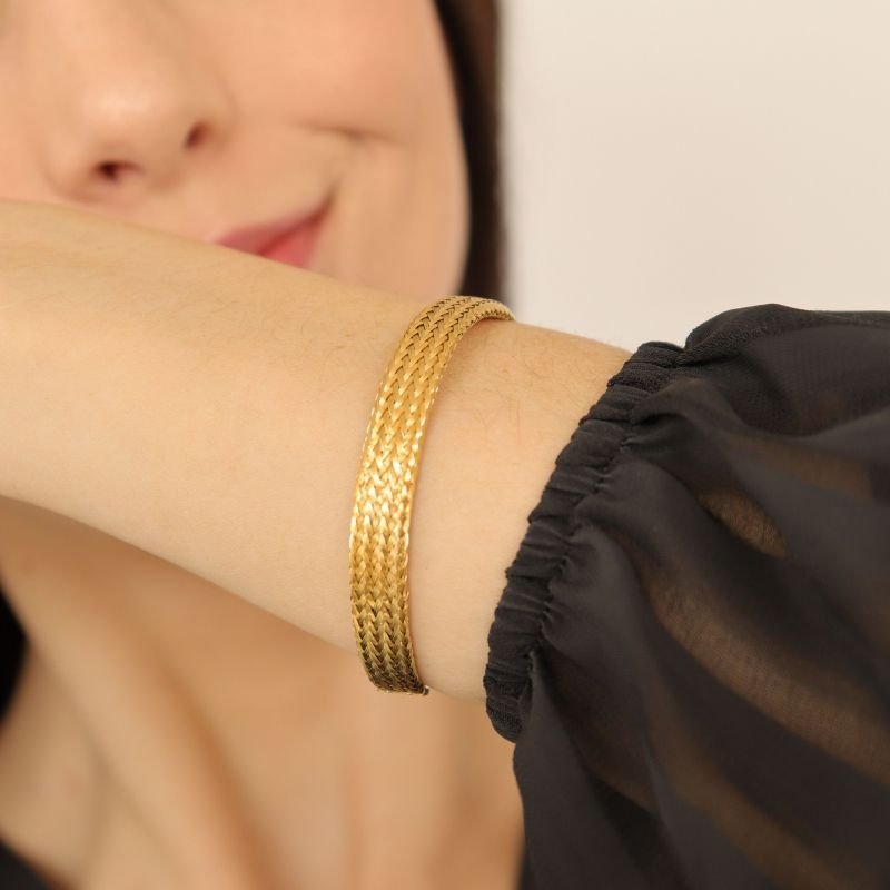 Bracelete Texturizado Moderno em Aço Inox (Linha Premium)