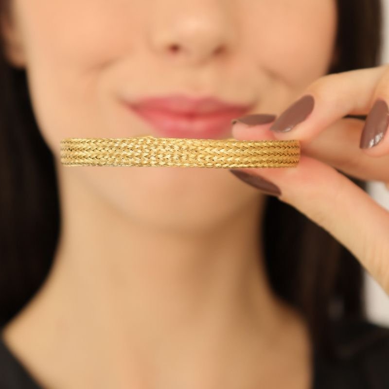 Bracelete Texturizado Moderno em Aço Inox (Linha Premium)