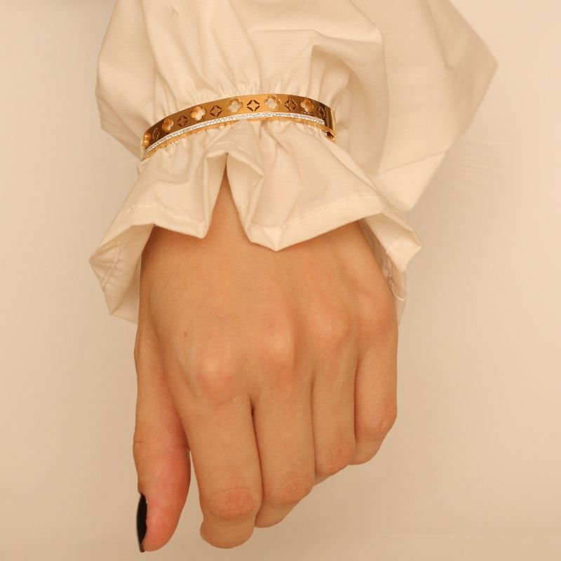 Bracelete Trevo Delicado em Aço Inox (Linha Premium)