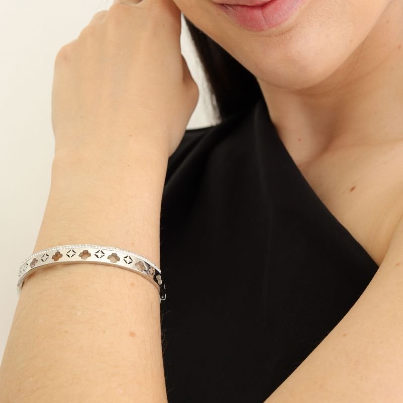 Bracelete Trevo Delicado em Aço Inox (Linha Premium)