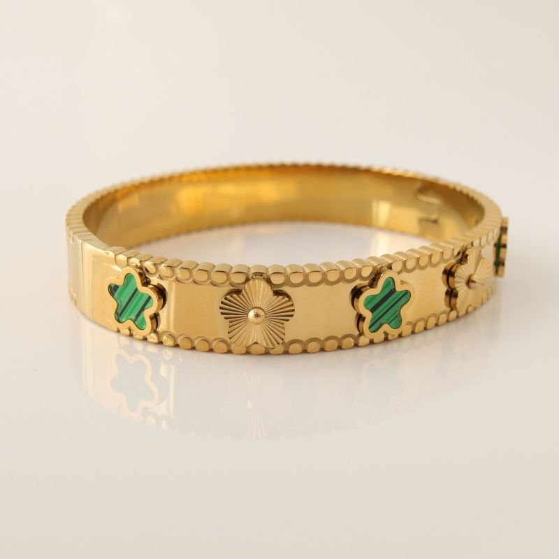 Bracelete Inspiração Van Cleef Verde em Aço Inox (Linha Premium)