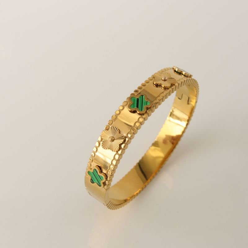 Bracelete Inspiração Van Cleef Verde em Aço Inox (Linha Premium)