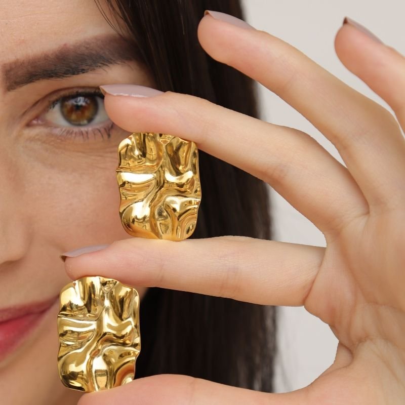 Brinco Amassado em Aço Inox (Linha Premium)