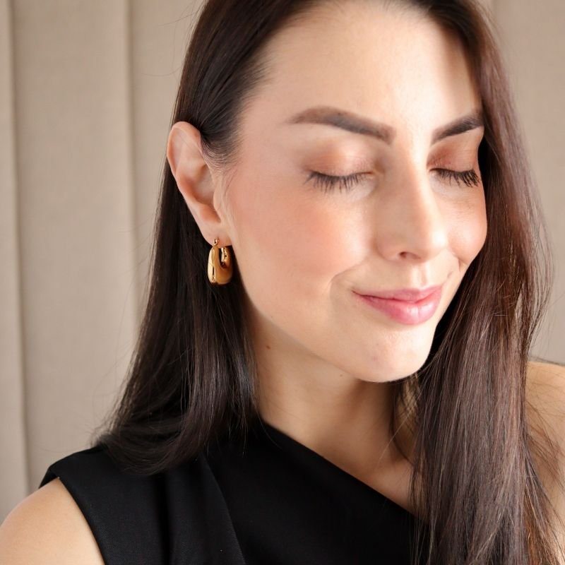 Brinco Argola Bold Click em Aço Inox