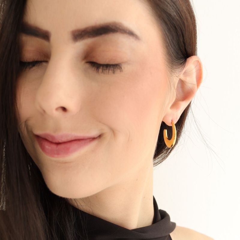 Brinco Argola Geometric Bold em Aço Inox