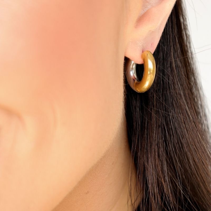 Brinco Argola Mais Grossa Mistura de Banhos (Peso 7g) em Aço Inox