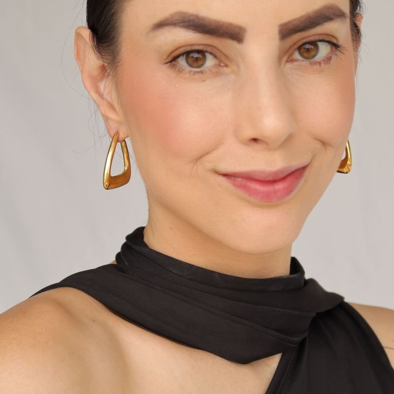 Brinco Argola Média Minimalista em Aço Inox (Linha Premium) Peso 12g