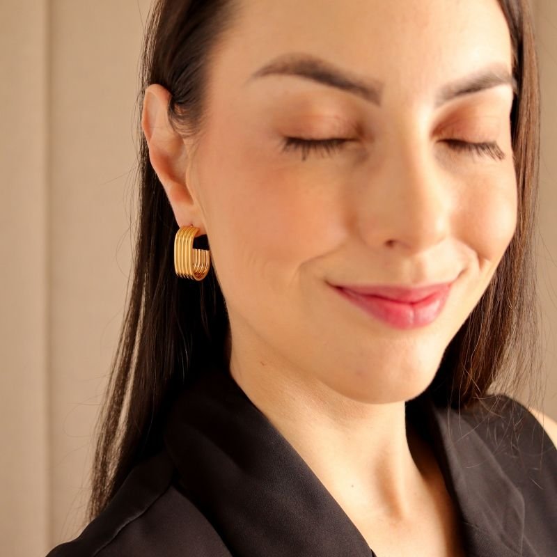 Brinco Argola Minimalista Moderna em Aço Inox