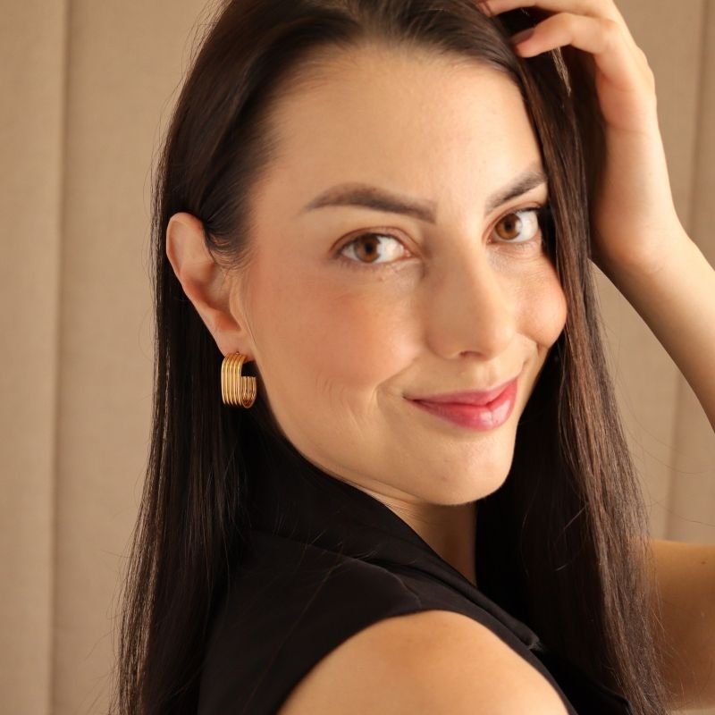 Brinco Argola Minimalista Moderna em Aço Inox