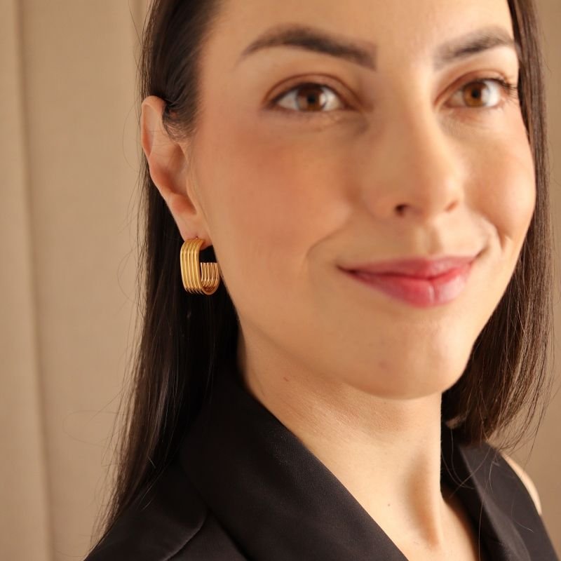 Brinco Argola Minimalista Moderna em Aço Inox