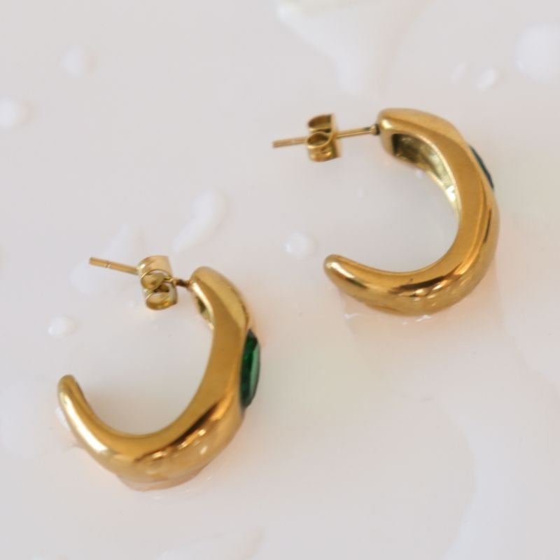 Brinco Argola Minimalista Verde em Aço Inox (Linha Premium)