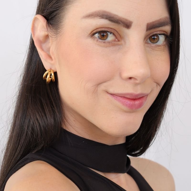 Brinco Argola Tripla Média em Aço Inox (Linha Premium)