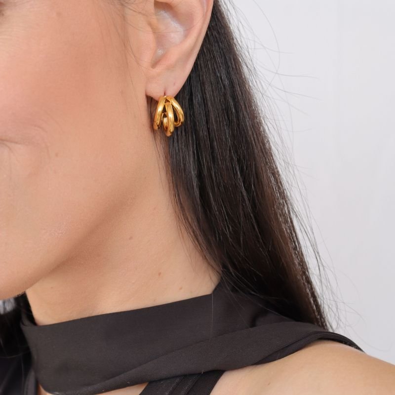 Brinco Argola Tripla Média em Aço Inox (Linha Premium)