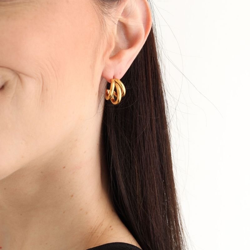 Brinco Argola Tripla Média em Aço Inox (Linha Premium)