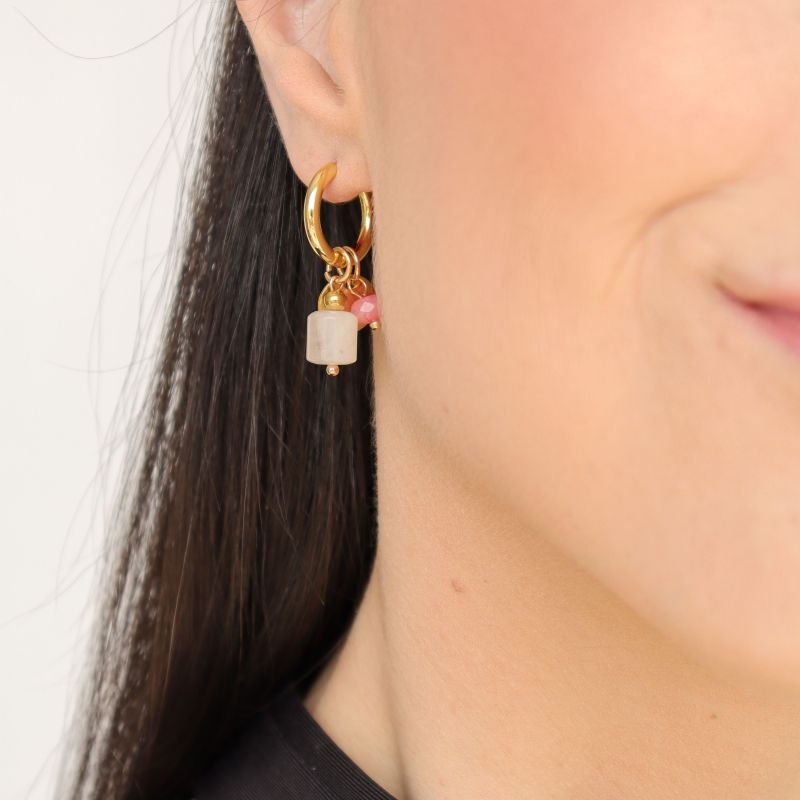 Brinco Argolinha com Pingentes em Aço Inox