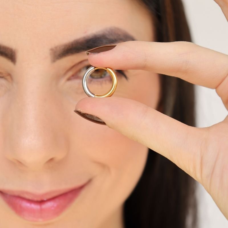 Brinco Argolinha Dois Banhos em Aço Inox