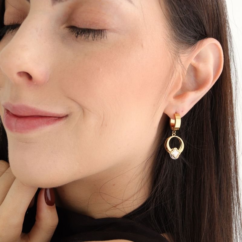 Brinco Argolinha Inspiração Van Cleef em Aço Inox
