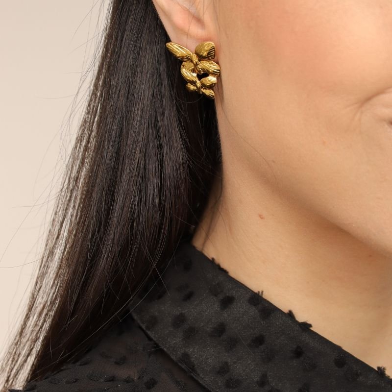 Brinco Borboleta Dupla em Aço Inox (Linha Premium)