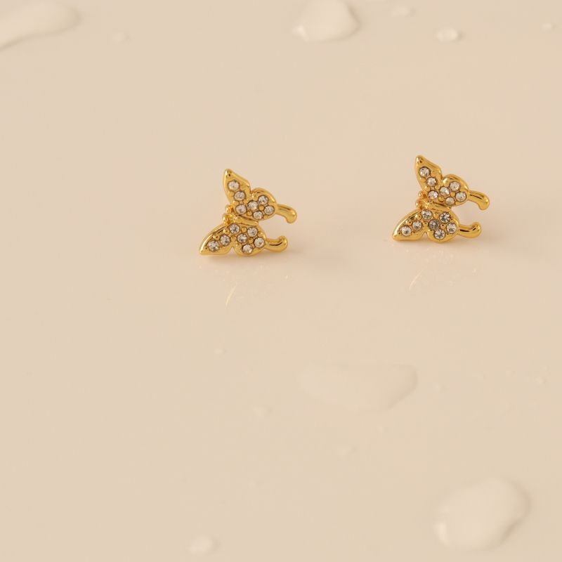 Brinco Borboleta Pequeno Cravejado em Aço Inox