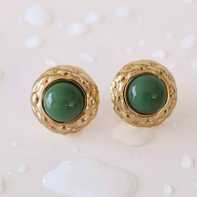 Brinco Botão Moderno em Aço Inox