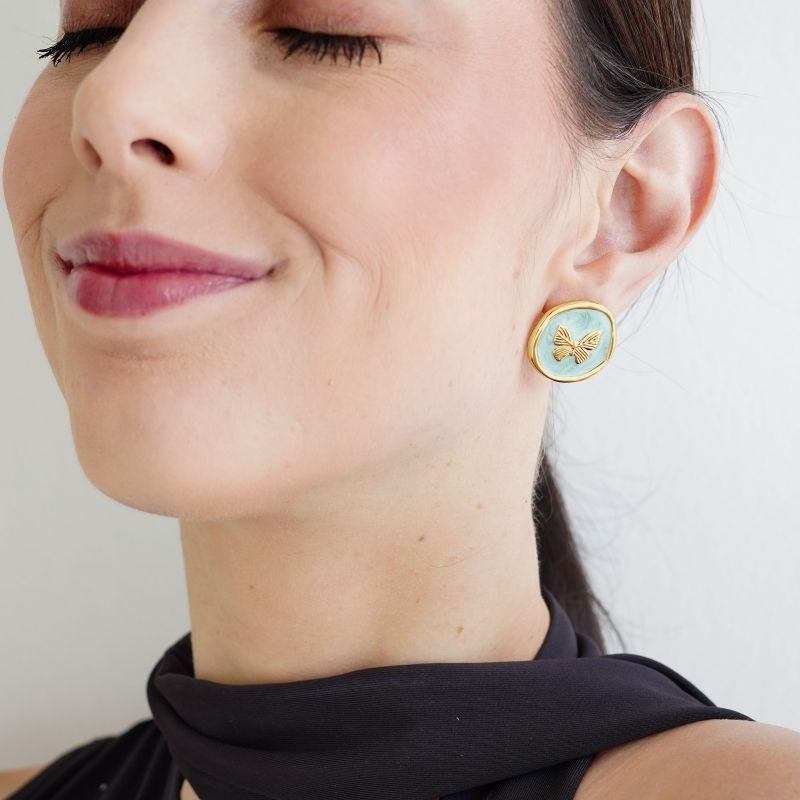 Brinco Butterfly Green em Aço Inox