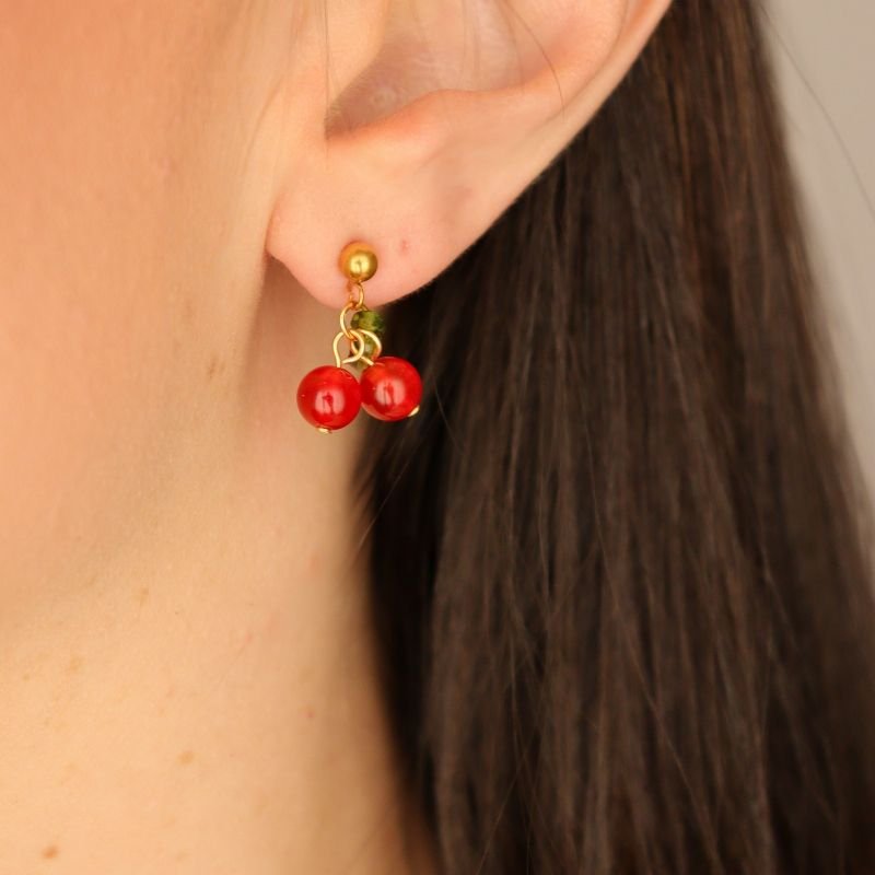 Brinco Cereja Delicado em Aço Inox