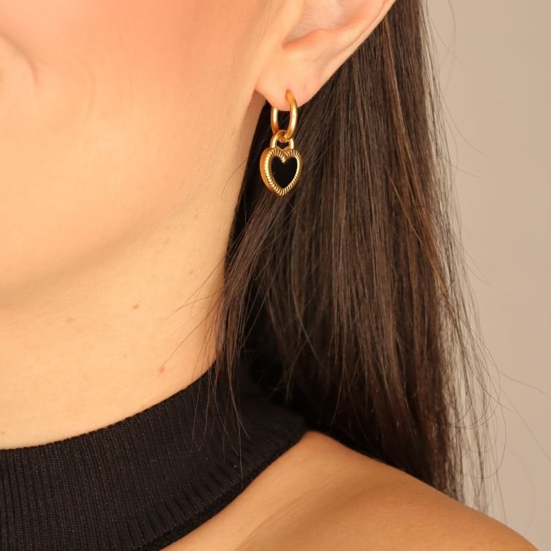 Brinco Coração (Dois Lados) em Aço Inox