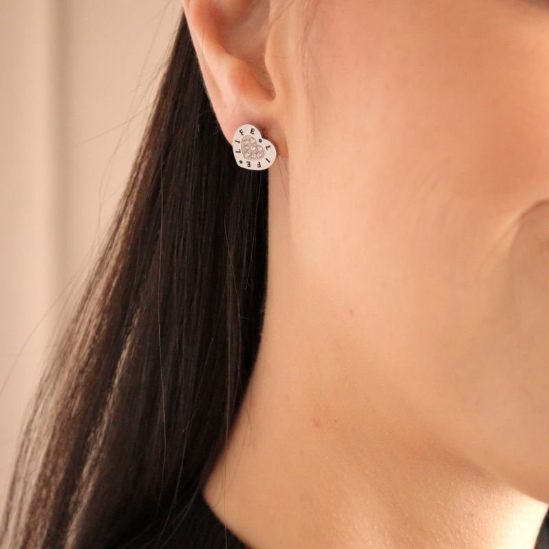 Brinco Coração Cravejado em Aço Inox