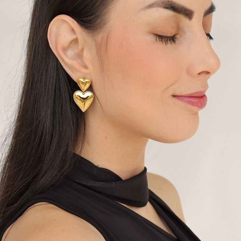 Brinco Coração em Aço Inox (Linha Premium)