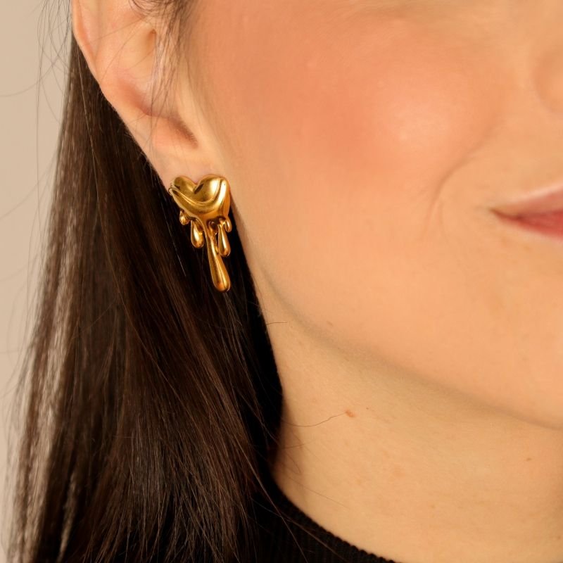 Brinco Coração Minimalsita em Aço Inox (Linha Premium)