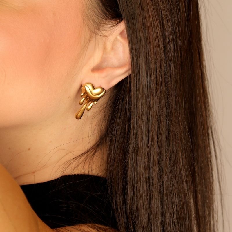 Brinco Coração Minimalsita em Aço Inox (Linha Premium)