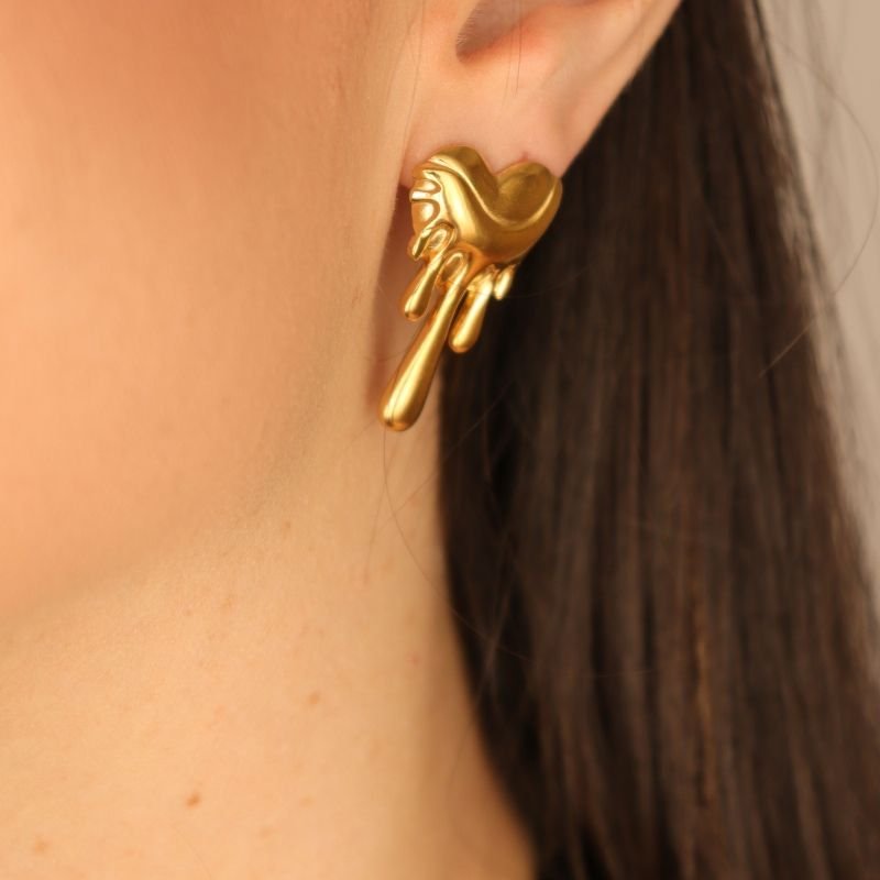 Brinco Coração Minimalsita em Aço Inox (Linha Premium)