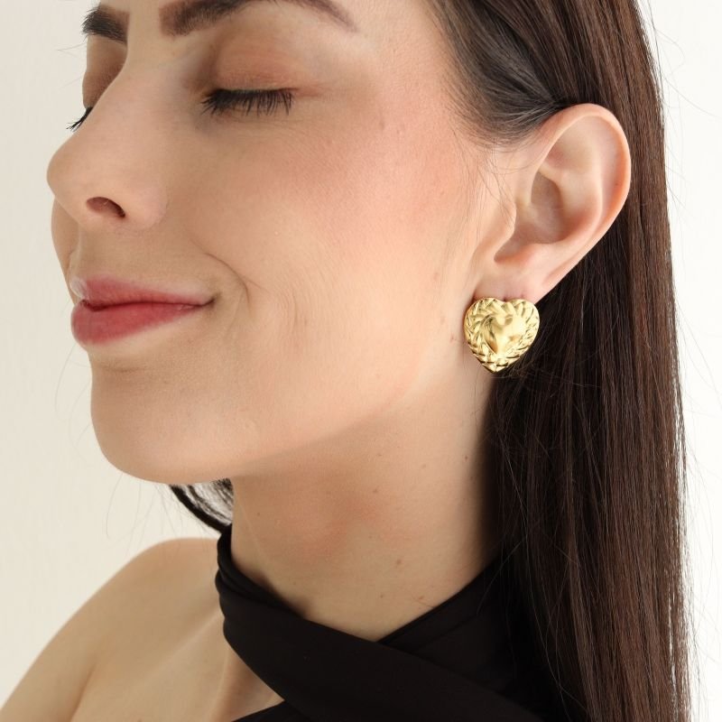 Brinco Coração Modern Vintage em Aço Inox